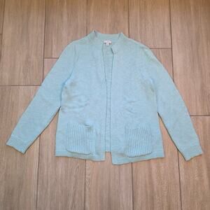 J.Jill Open Front Knit Cardigan Sweater Womens Small Light Blue Cotton